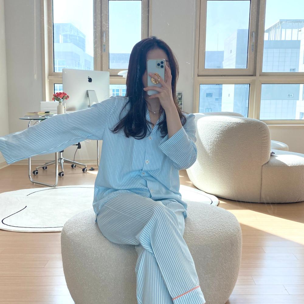 [텐셀,백화점고퀄] 소다팡팡 스트라이프 커플 홈웨어 파자마세트