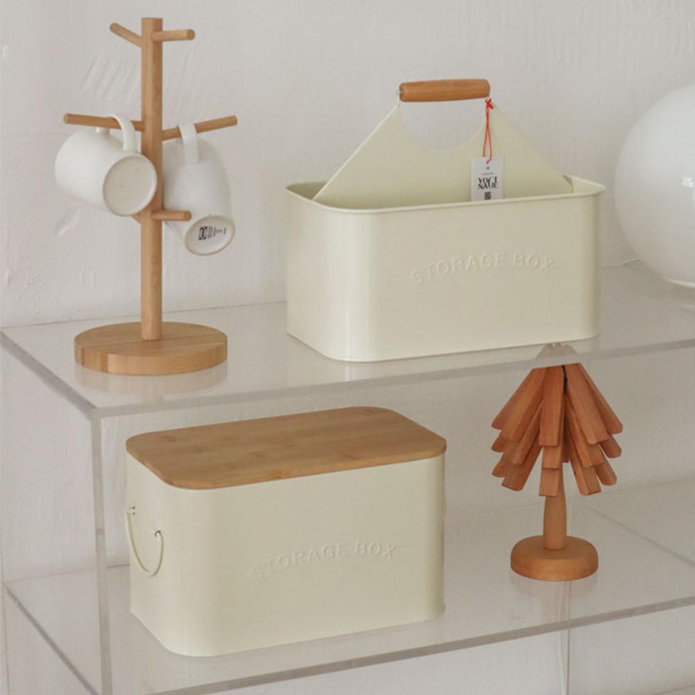 1+1 스토리지박스 영양제보관함 다용도 수납 식탁 철제 정리함 브레드박스 세트