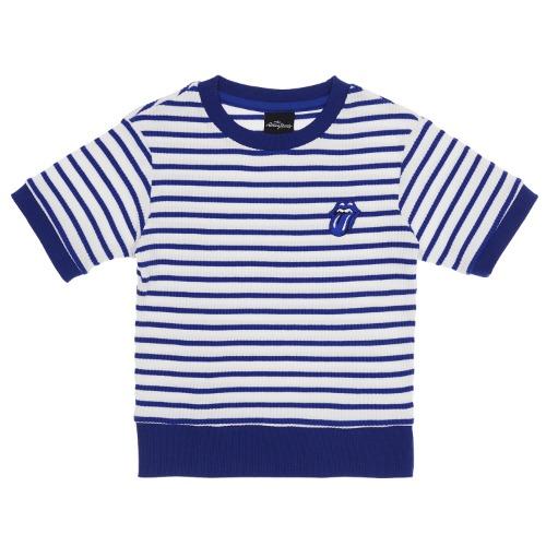 THE ROLLING STONES B&L TONGUE STRIPE CROP TOP WH