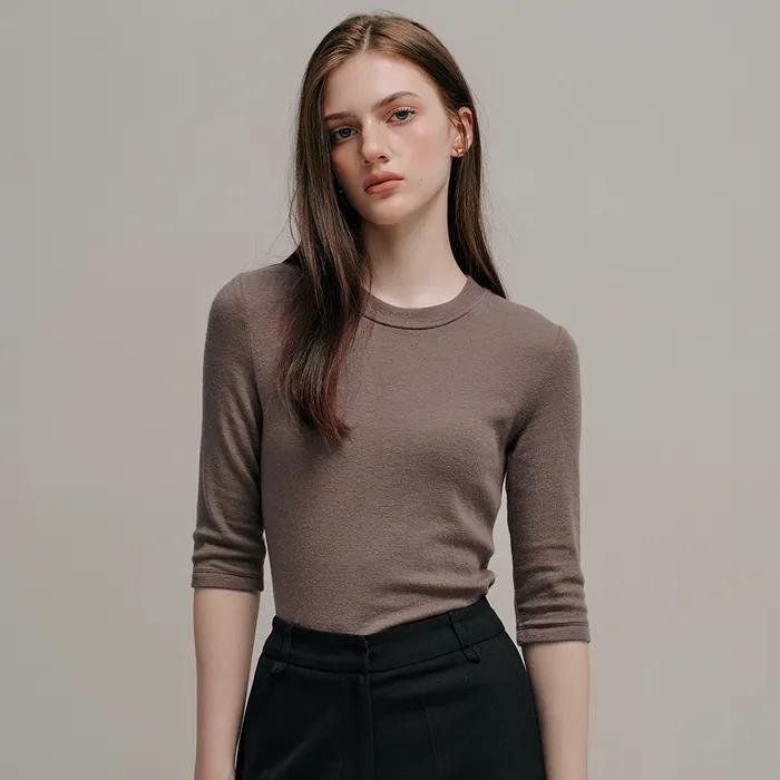 DELPHIN woolen T-shirt_BROWN