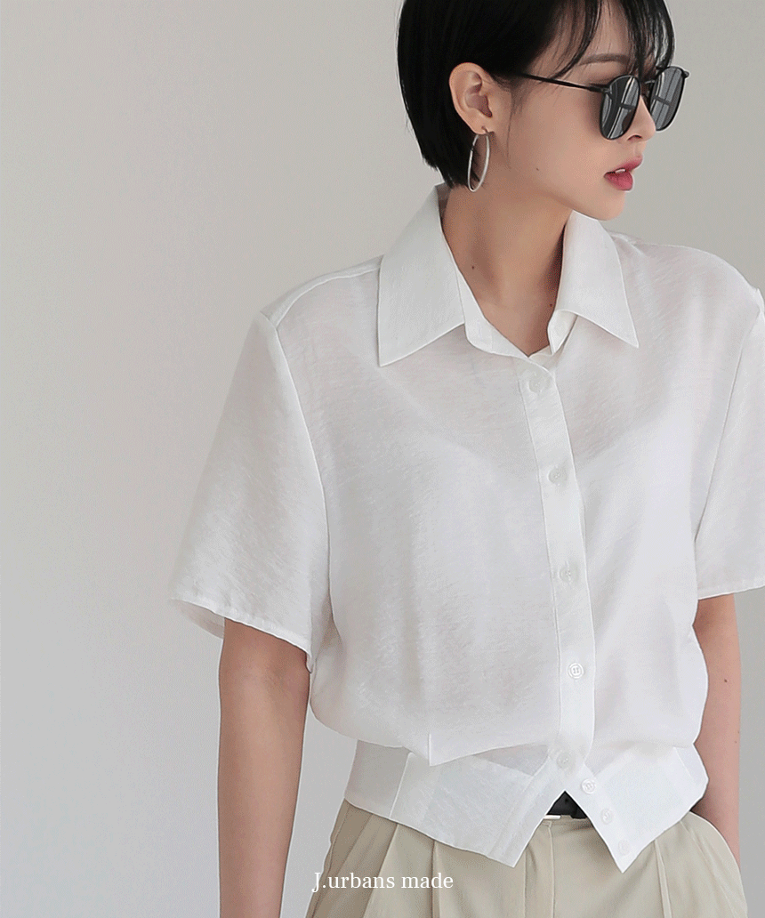 킨노아 심플 카라 반팔 셔츠 블라우스 2col
