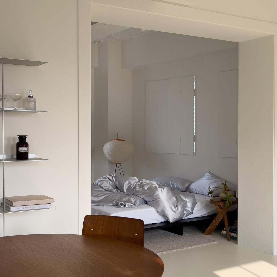 실키 새틴 베딩 - 이불커버 (S,Q,K) 라이트 실버