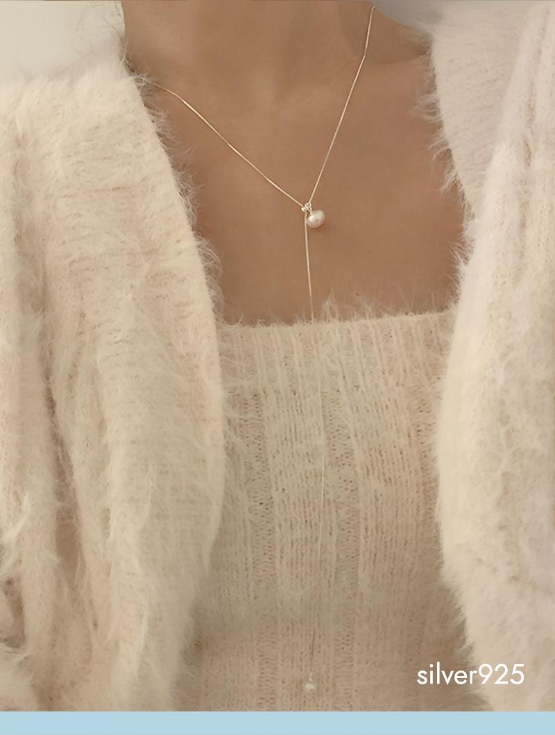 classic drop pearl necklace (silver925)