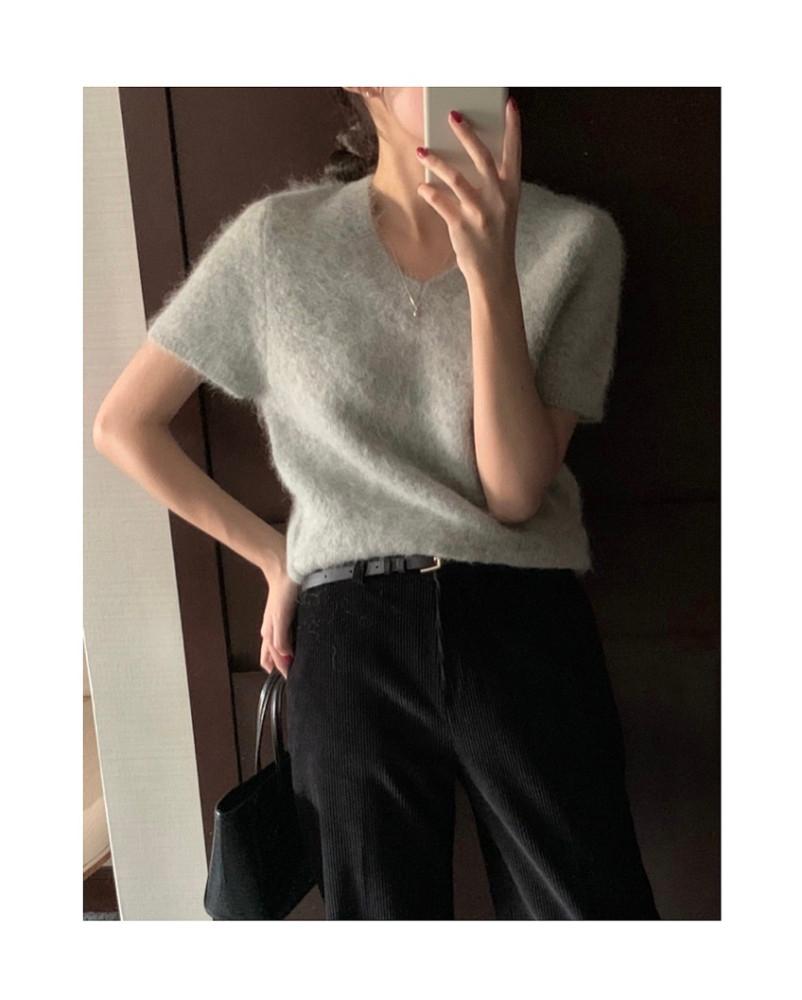 [SALE] Moani 모아니 메리 베이비 알파카 V 반팔 니트(3colors)