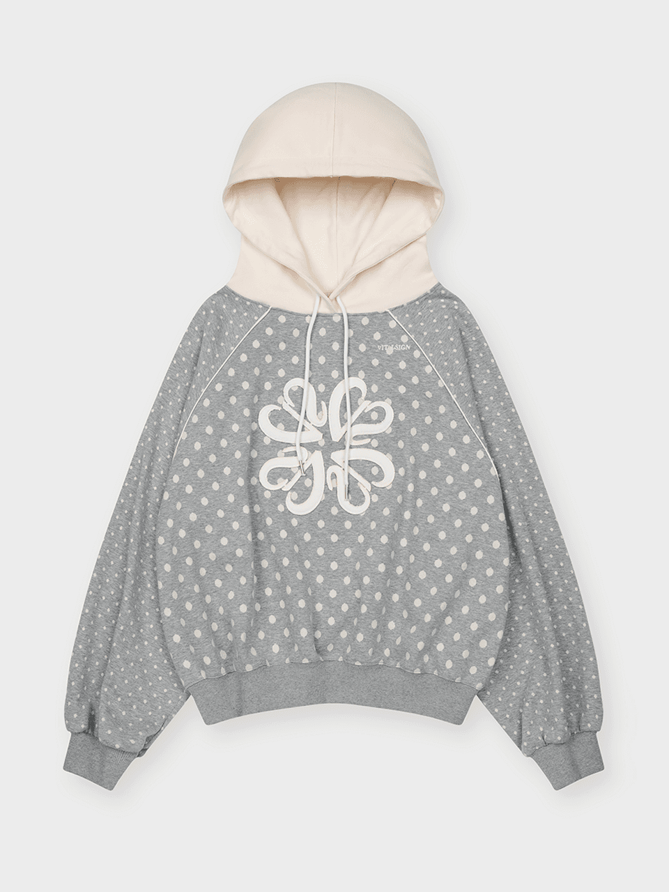 클로버 파이핑 도트 후드티