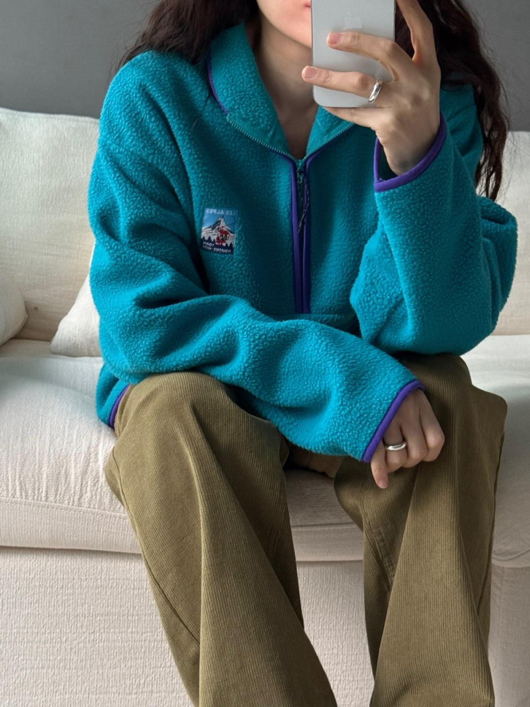 alps zipper fleece-blue green