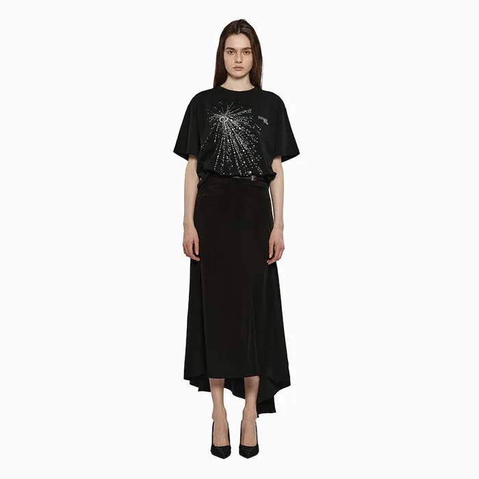 SLIT DETAIL BELTED FLAIR SKIRT BLACK (W24SK6061BK)