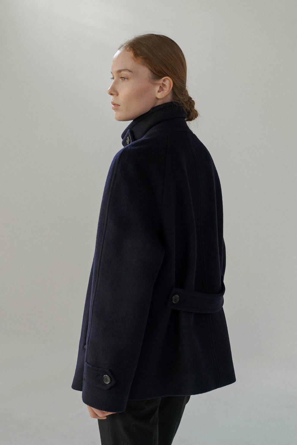 Raglan Sleeve Half Coat (Navy)