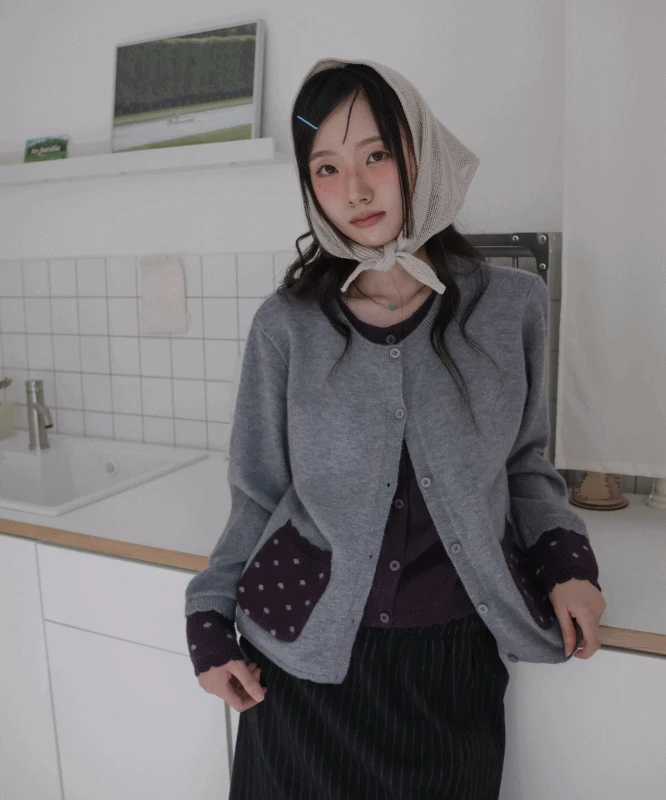 *추천* 모모 소프트 도트 레이어드 가디건 3color