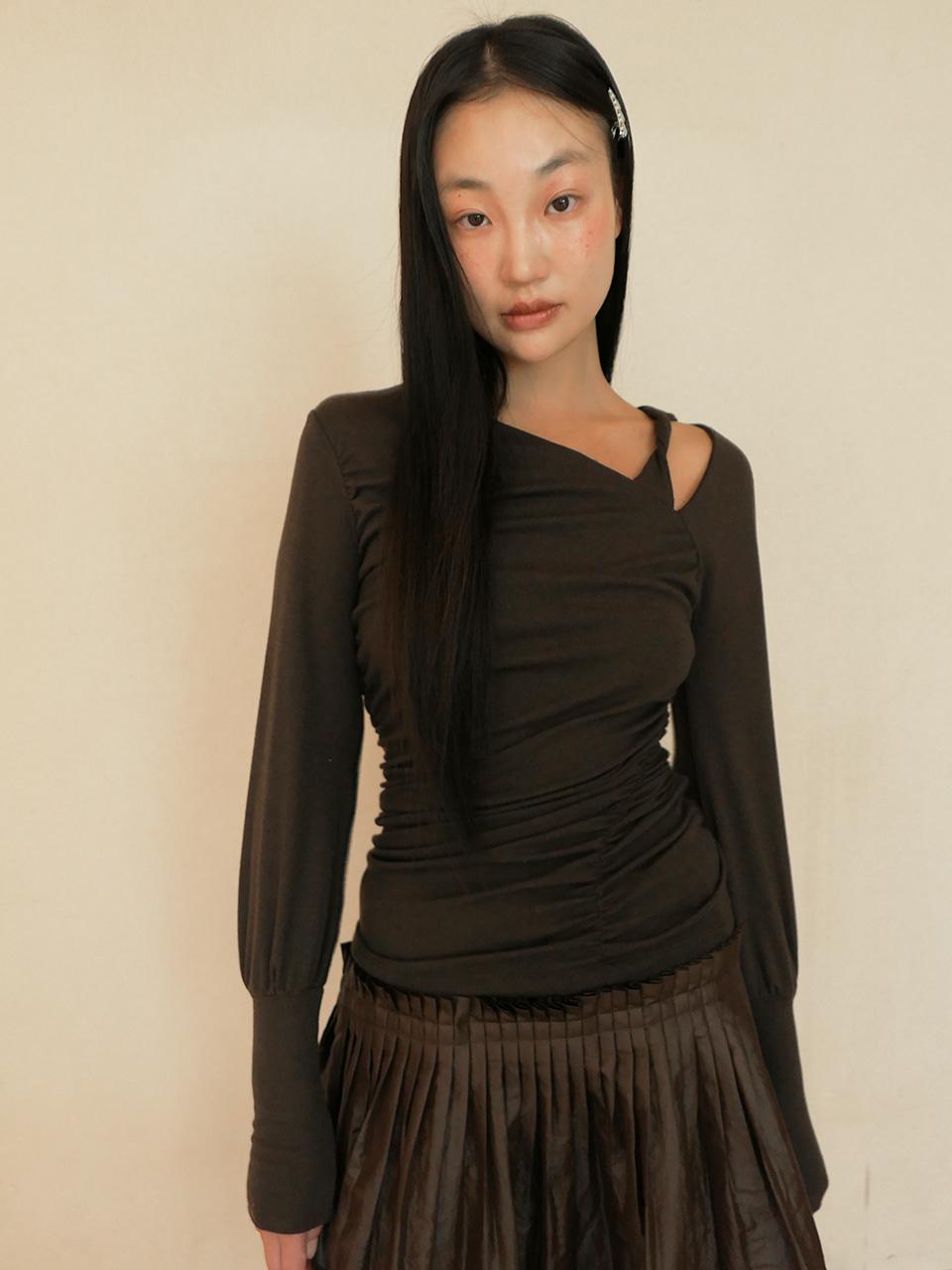 HOLE KINK LONG SLEEVE DEEP BROWN