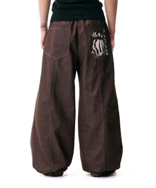 아캄(AAKAM)  Knee Pin-tuck Printed Denim Pants (Brown) - 사이즈 & 후기 | 무신사