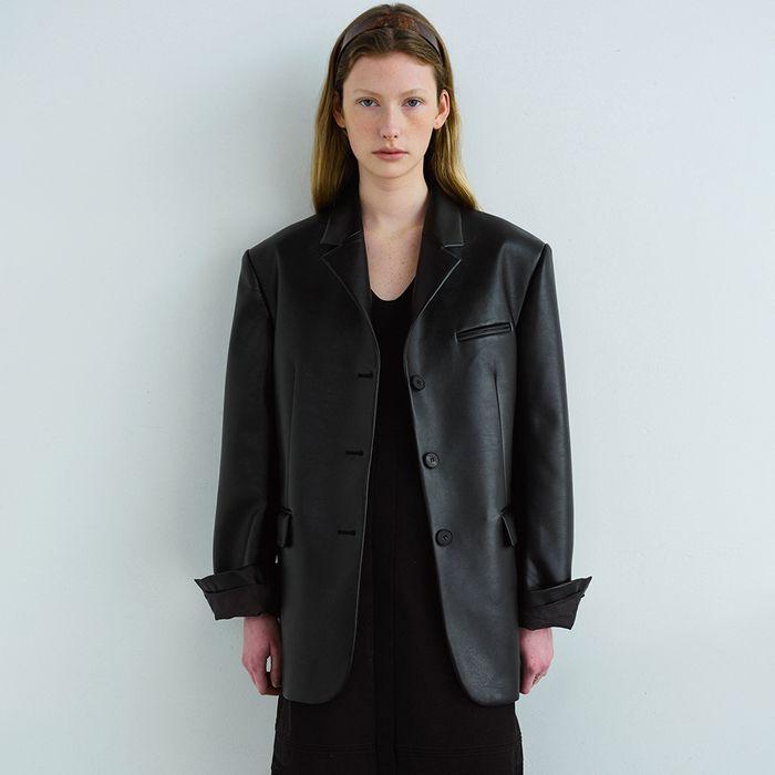 lip tailored jacket (leather black)