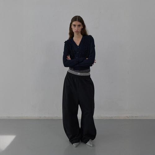 LAYERED CHECK SWEATPANTS (CLASSIC BLACK)