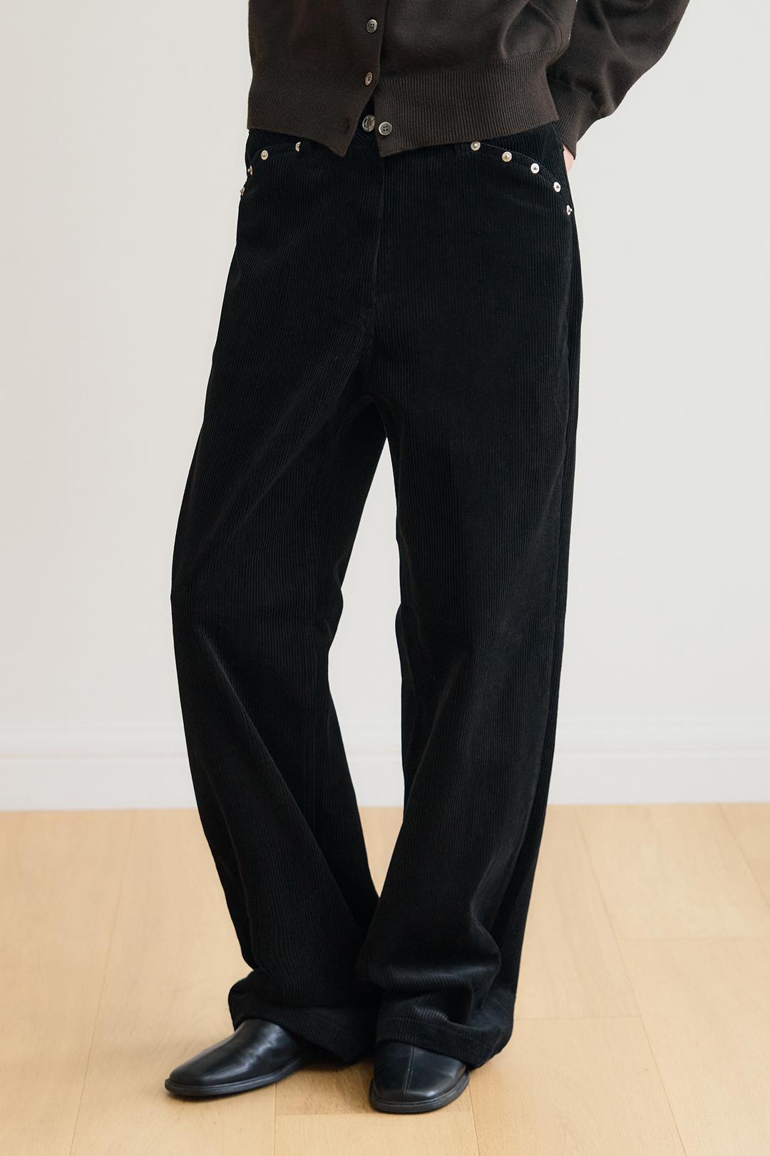 BRIDGE SEMI WIDE CODUROY PANTS / BLACK