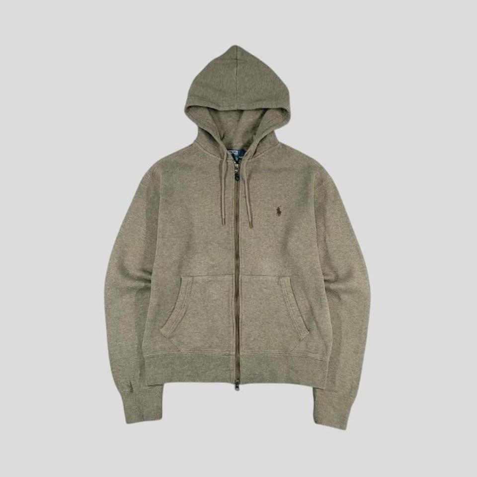 폴로랄프로렌 코코아 베이지 보카시 브라운포니 로고 투웨이지퍼 코튼 스웻 후드집업 M-L