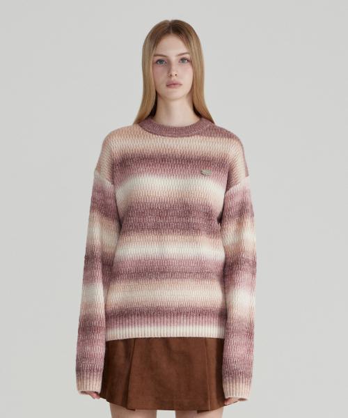 팔렛(FALLETT)  그라데이션 스트라이프 니트 핑크 - 사이즈 & 후기 | 무신사