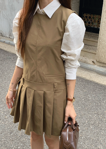 아코이 padded sleeveless pleats mini ops (2C)