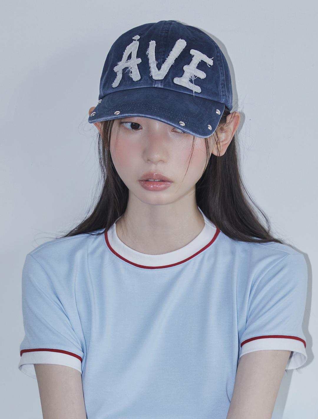 아비에 아플리케 빈티지 리벳 캡 (네이비)