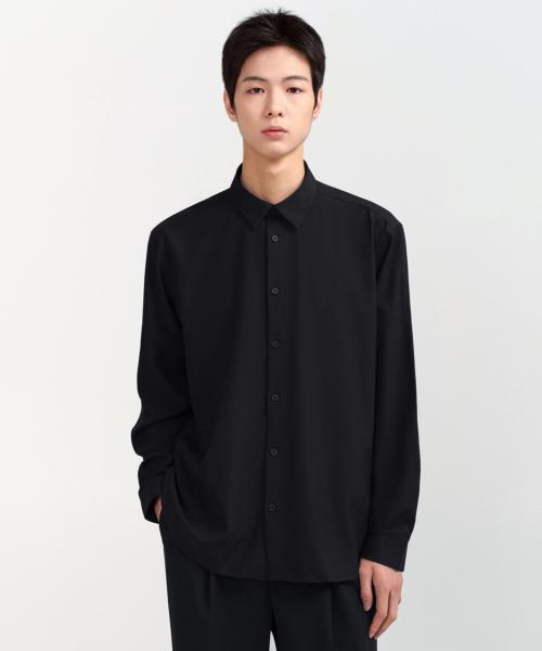 릴렉스 핏 실키 셔츠 [블랙]