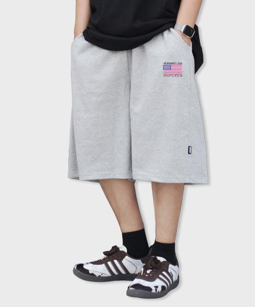 running usa athletic club bermeda wide sweat shorts (grey)