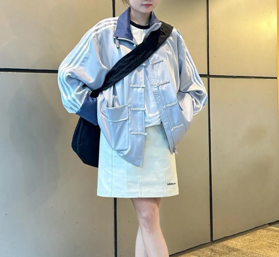 아디다스 차이나 트랙탑 새틴 자켓 그레이 JV9256