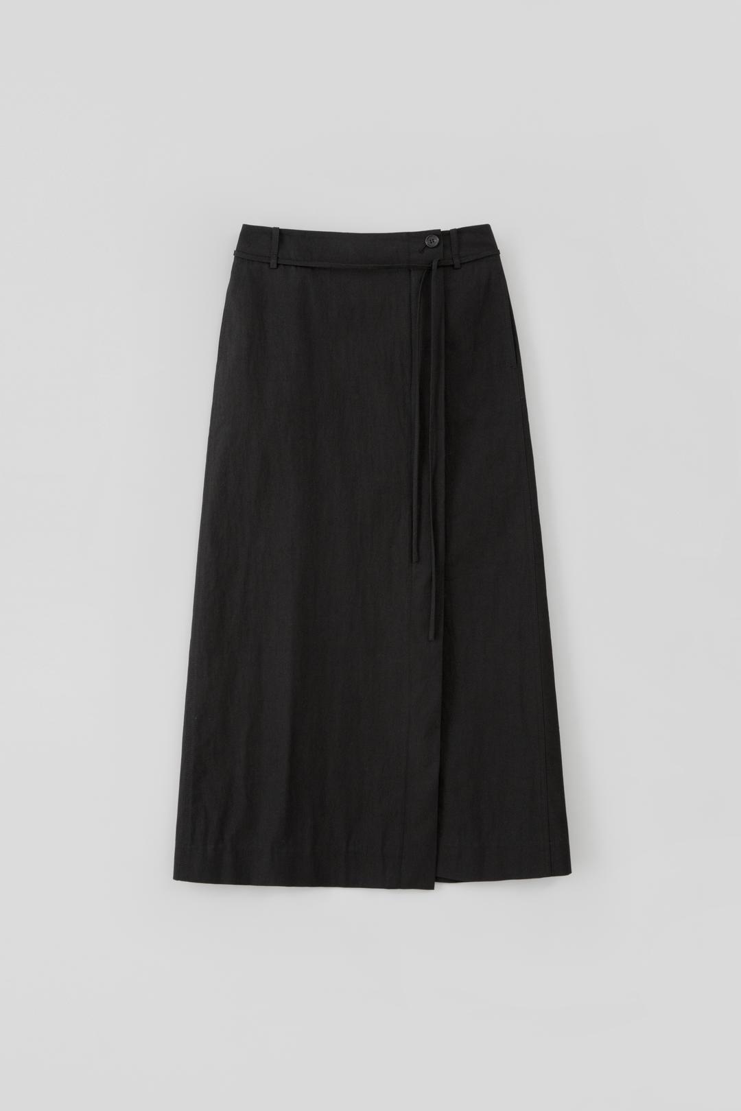 Wrap Cotton H Line Skirt_Black