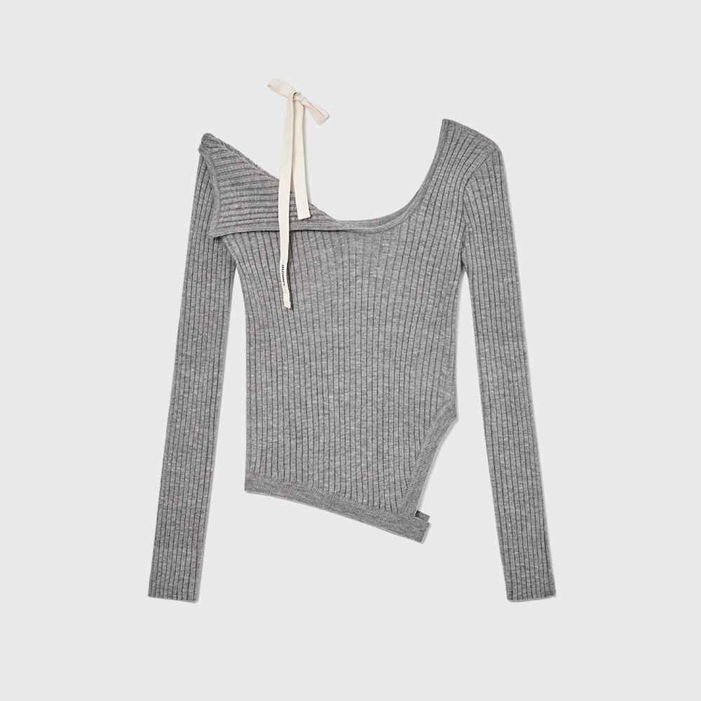 ISA ASYMMETRICAL KNIT TOP (GRAY)