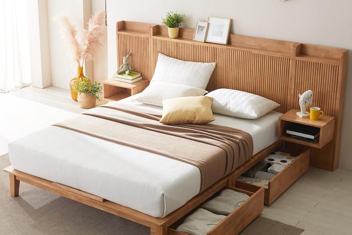 모노 원목 템바보드 호텔 침대 슈퍼싱글 퀸