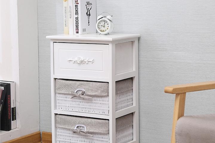 플라라탄3단서랍장 수납장  라탄바구니  라탄수납장