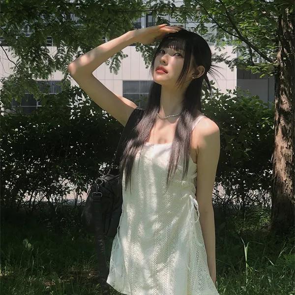 [특가세일🖤][썸머아이템](🚀오늘출발)뮤니 레이스 셔링 뷔스티에 미니원피스