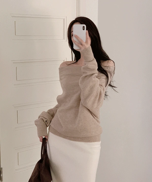 앨리스 여리페미닌 오프숄더 니트 - 4color