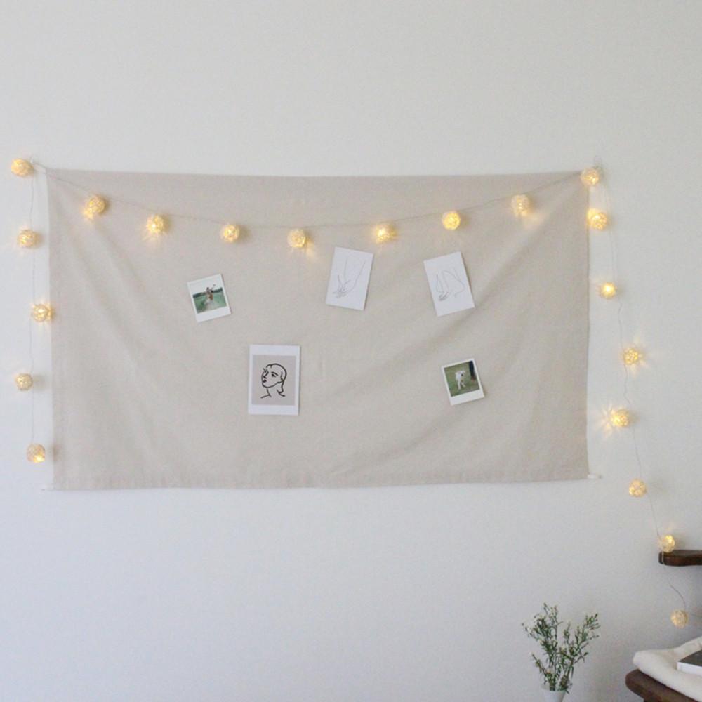 맨드롱 행잉 무지 면 코튼 아이보리 패브릭 고리형 벨크로 벽 가리개 가림막 천 80X140