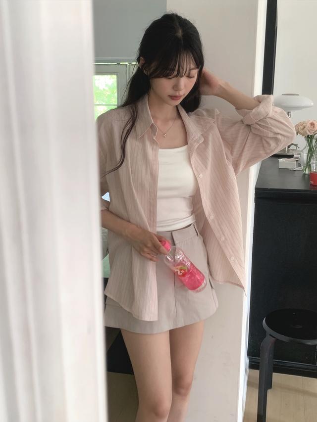 뮤트크레메 [썸머셔츠] 페일 피치 shirts