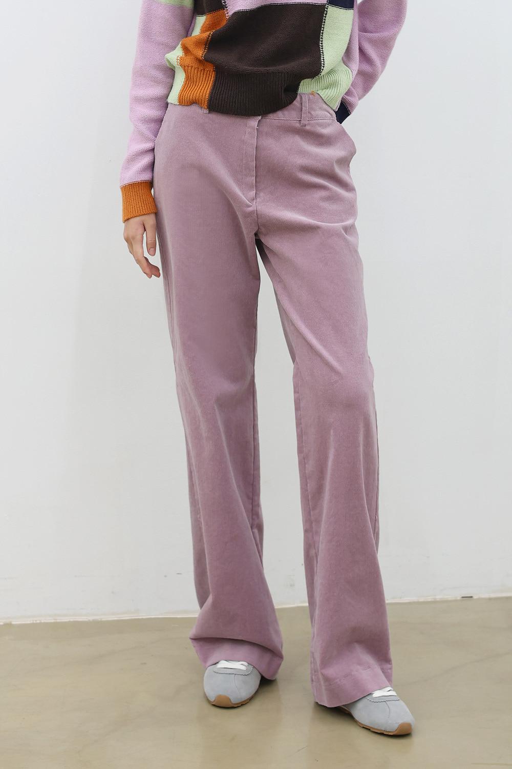 퍼플 코듀로이 일자팬츠