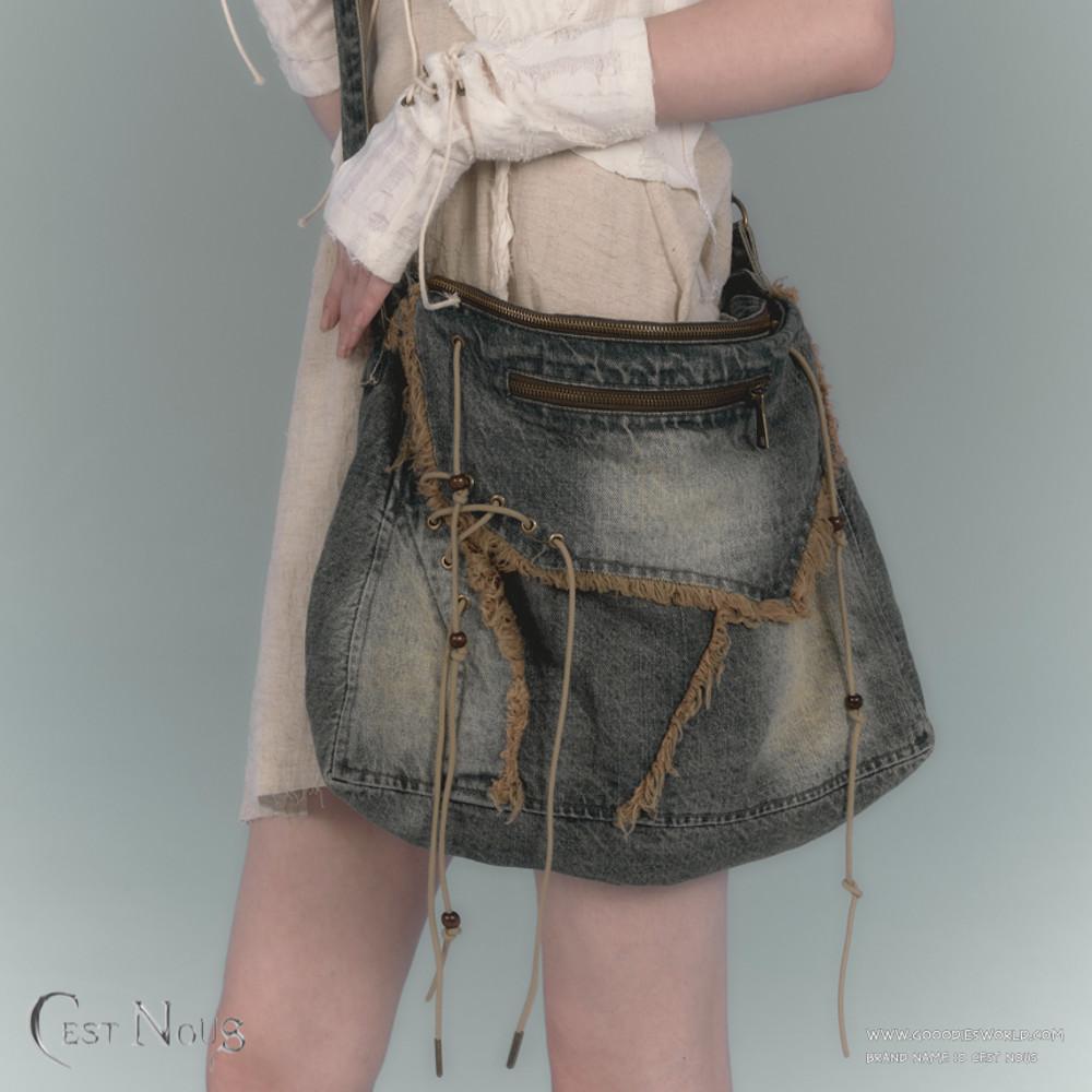 CEST NOUS 가방 데님 빅백 보부상 가방 디자이너 브랜드 가방 : 구디즈월드