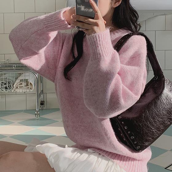 고고싱 웜베이직 라운드니트 (6컬러,겨울니트,울니트,긴팔니트,라운드넥,루즈핏니트,도톰,포근,레이어드니트,소프트,출근룩)