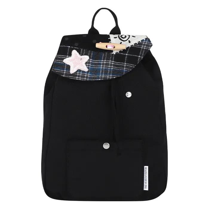 PATCHWORK STRING MINI BACKPACK (BLACK)