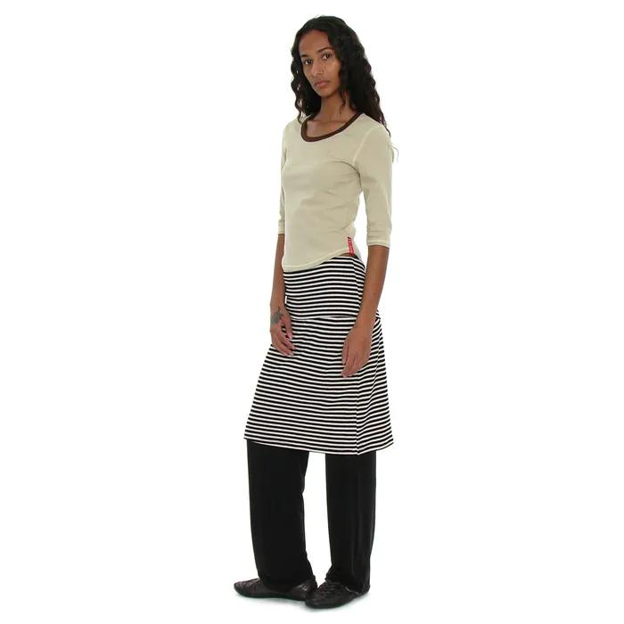 PWC FOLDING WAIST JERSEY MIDI SKIRT_BLACK STRIPE