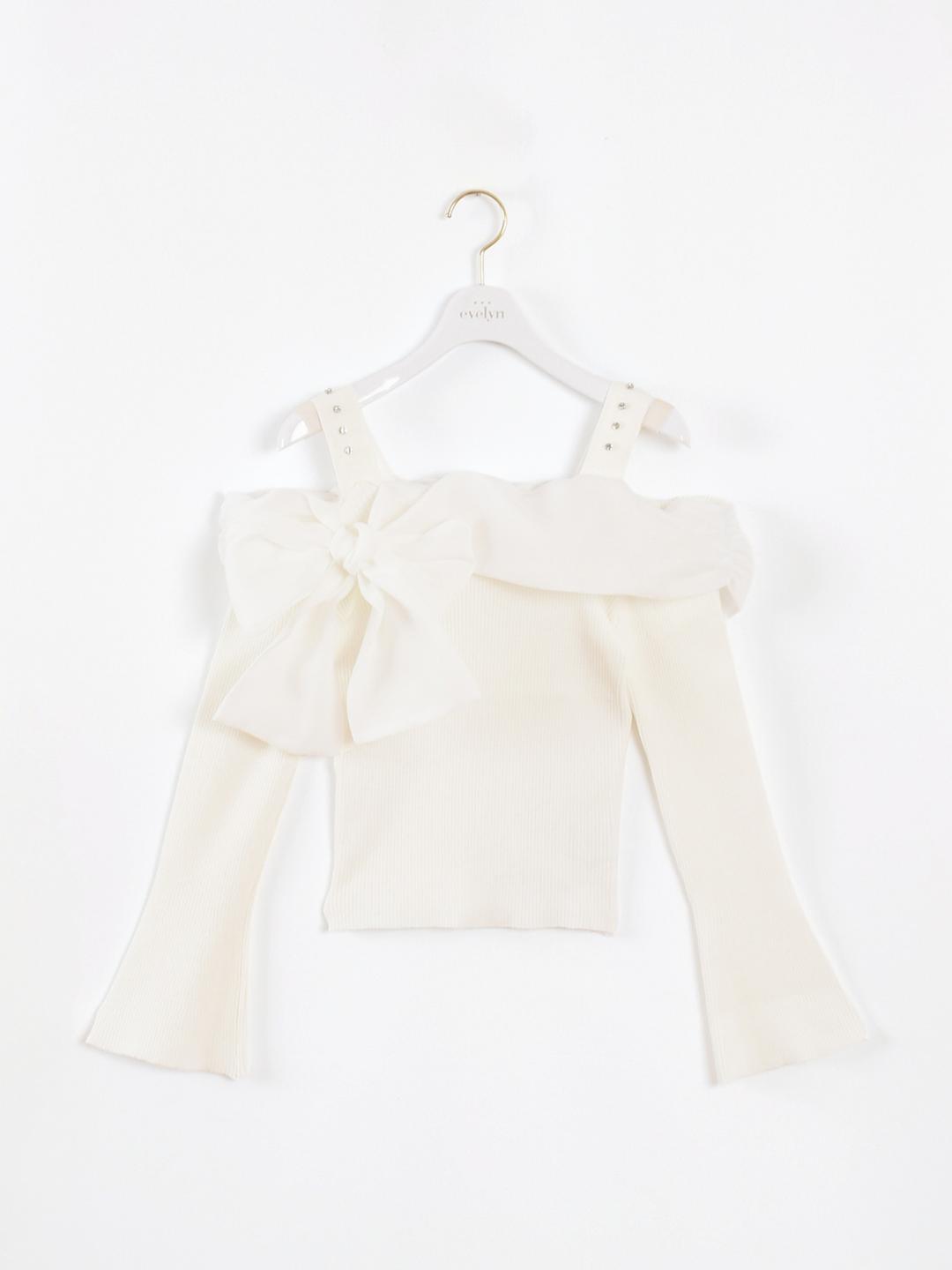 オフショルリボンニット