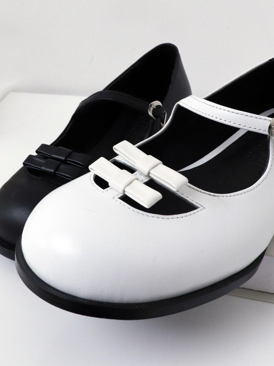 [머씨크라운] 비밍스마일 메리제인 2cm 플랫 _ 리본트윈스 _ 화이트
