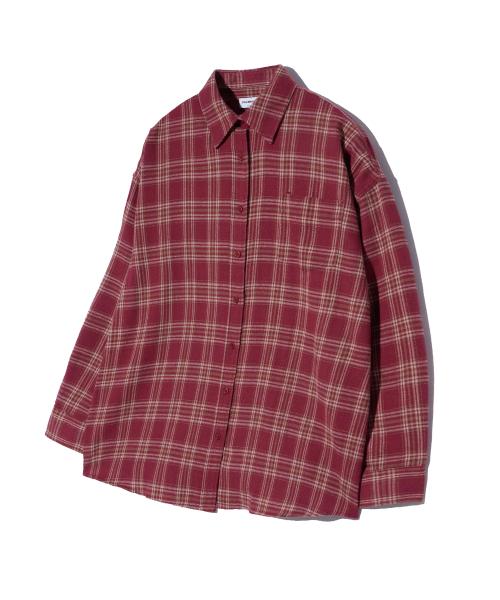 비바브라운(VIVABROWN)  85-VIVA071 페르소나 오버핏 포켓 긴팔 체크 셔츠 버건디 - 사이즈 & 후기 | 무신사