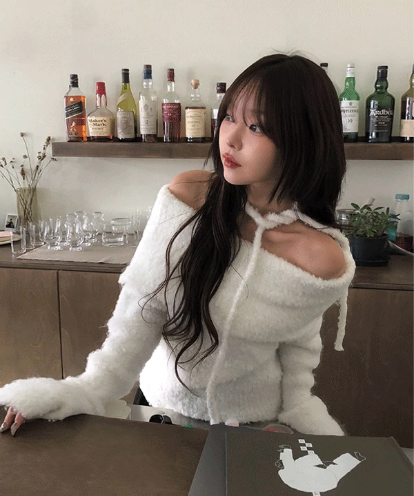 [머플러SET/울니트🤍] 코젠 오프숄더 루즈핏 타이 니트 (4color)