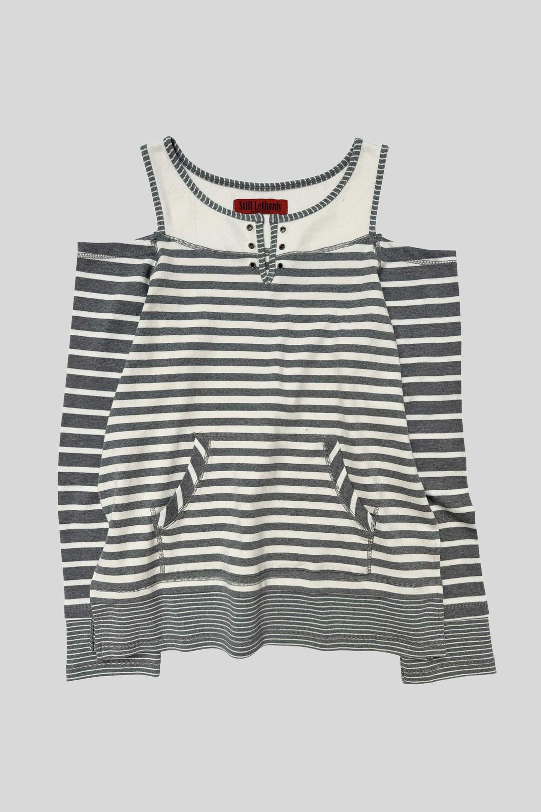 OVERLOCKED OFF-SHOULDER T-SHIRT : ST. GREY