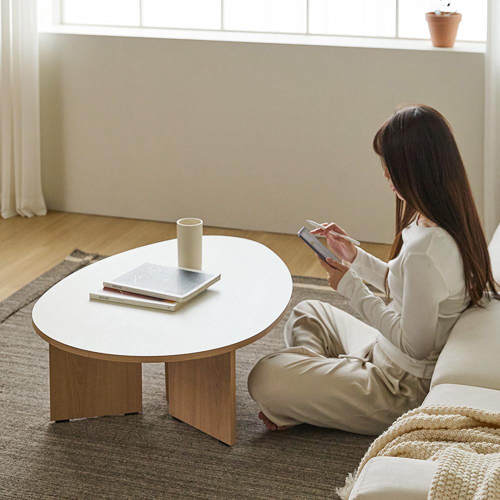 바스포르 후아유 에그 홈카페 좌식 소파 원형 티 테이블 700 1000