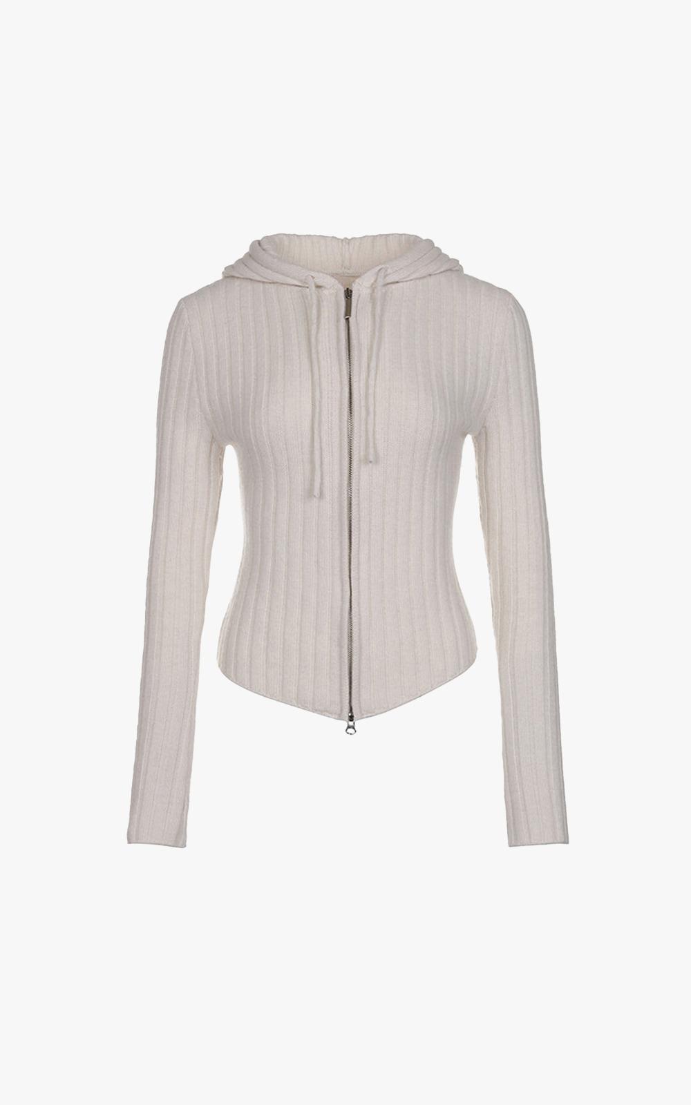 Nicchia Cashmere Hoodie Zip Up [Cream]