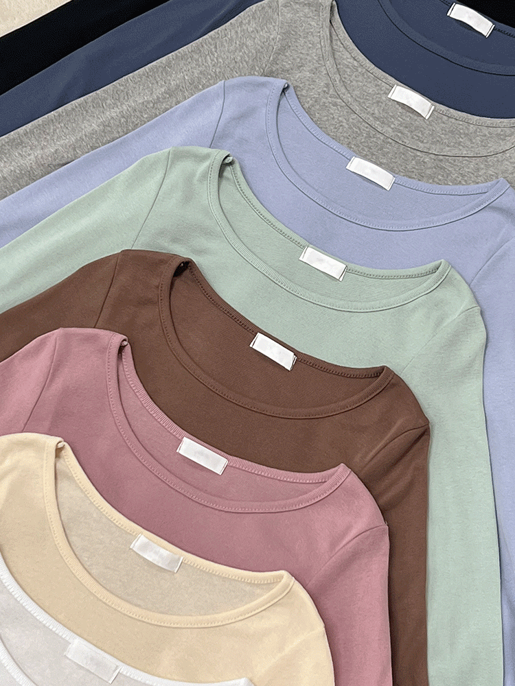 반팔 1만장 돌파! (1+1할인) 긴팔ver 프리티 쫀쫀 유넥 무지 슬림핏 이너 긴팔 티셔츠