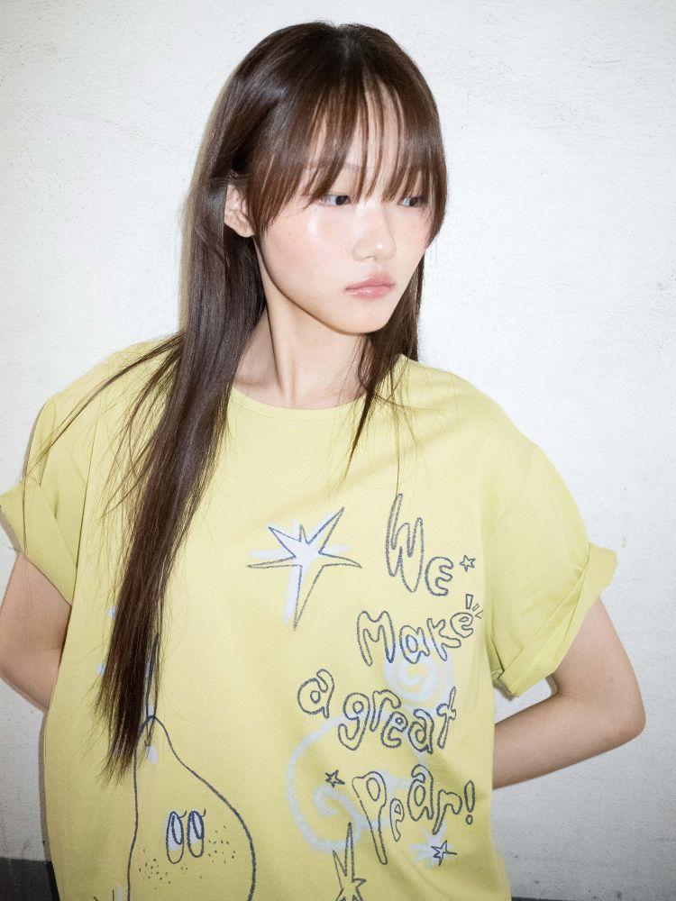 [2차 6/18출고] CRAYON FRUIT T-SHIRT (PEAR OLIVE) : 온스카 ONSKA