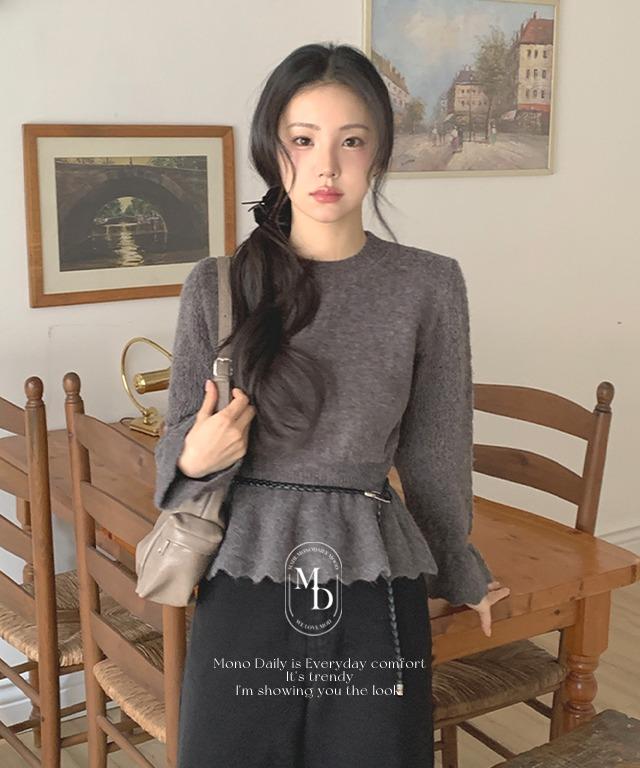 [#.출근룩] [#.데이트룩]  [New Arrival] 로에 플레어 니트 (벨트 set) (입고지연 12/24 이후 순차 발송)