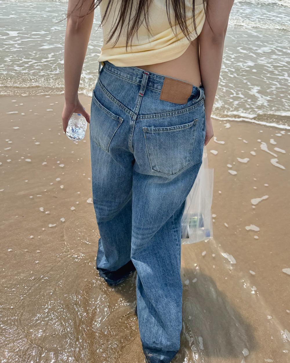 25SS summer hand brush denim jeans