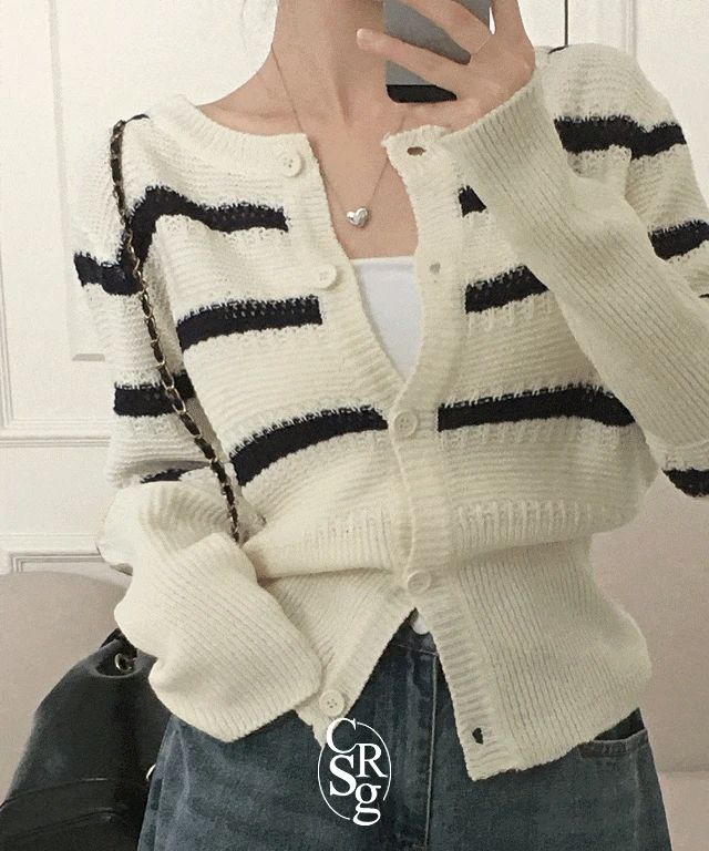 [개미허리핏/청순무드] 단가라 슬림핏 긴팔가디건